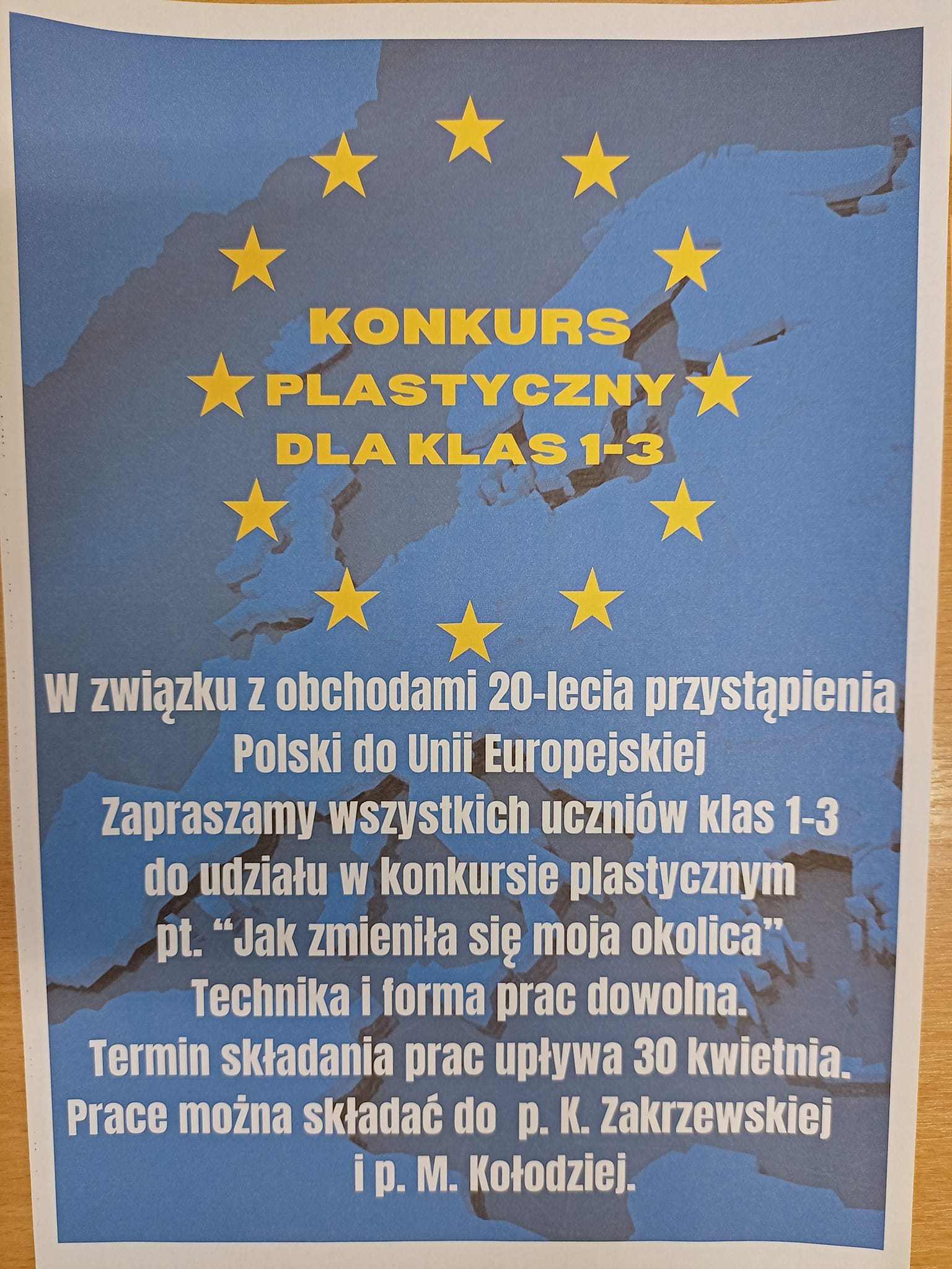 Konkurs plastyczny dla klas 1-3 „20-lecie przystąpienia Polski do Unii Europejskiej